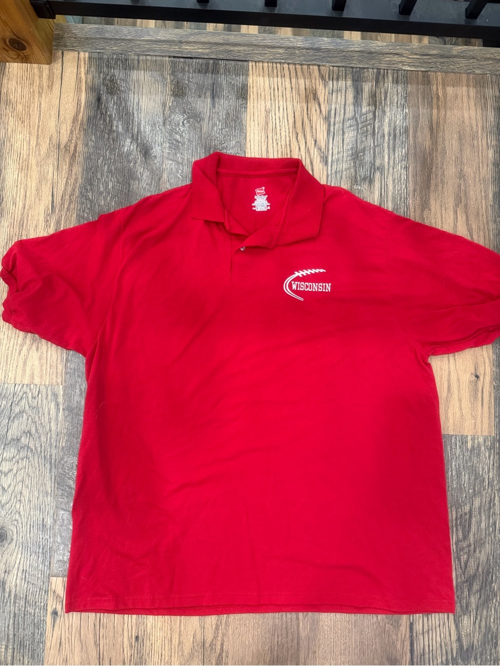 Hanes Red Men's Polo with Wisconsin Logo